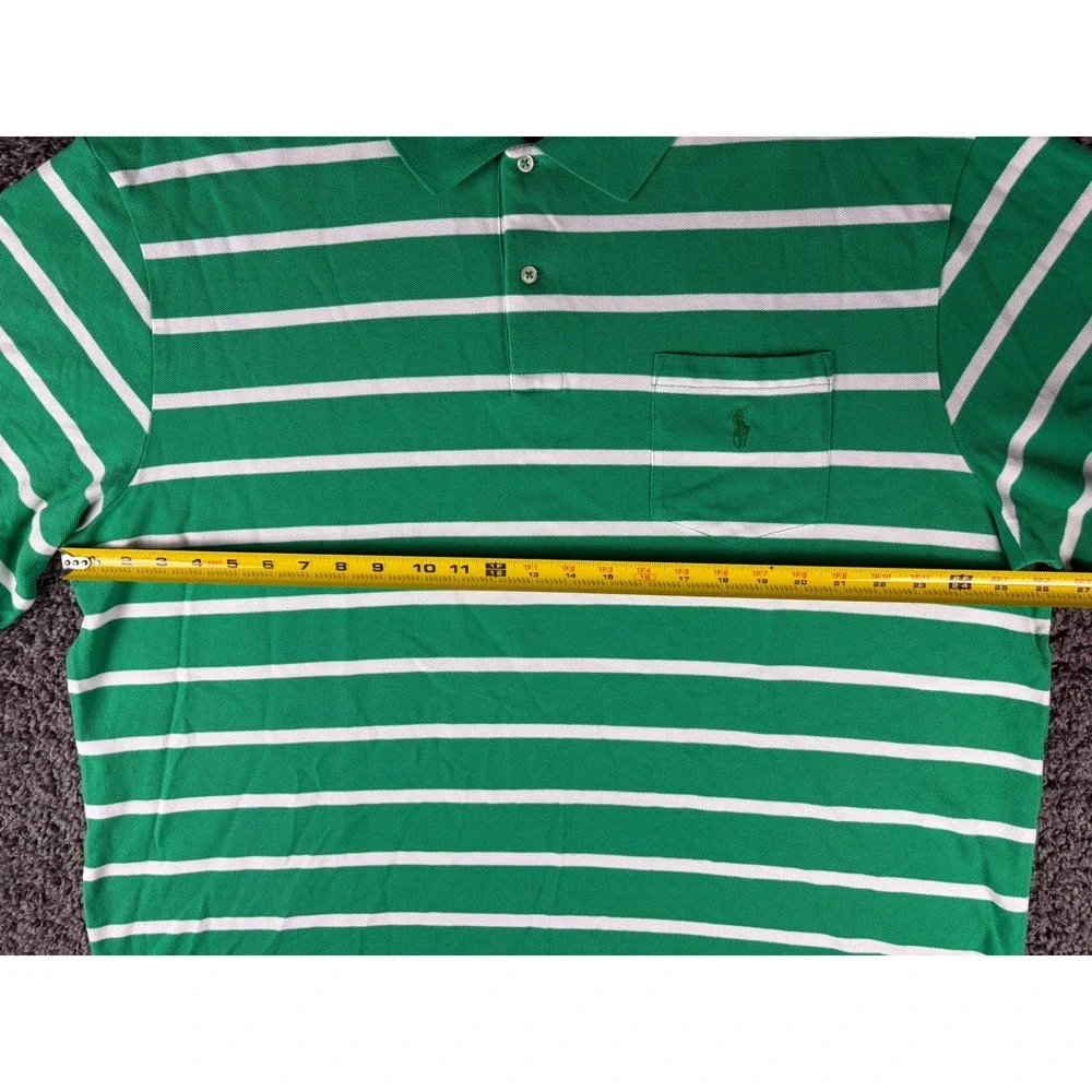 Lot of 2 Polo Ralph Lauren Mens 2XB Big Striped Pocket Polo Shirts Red Green